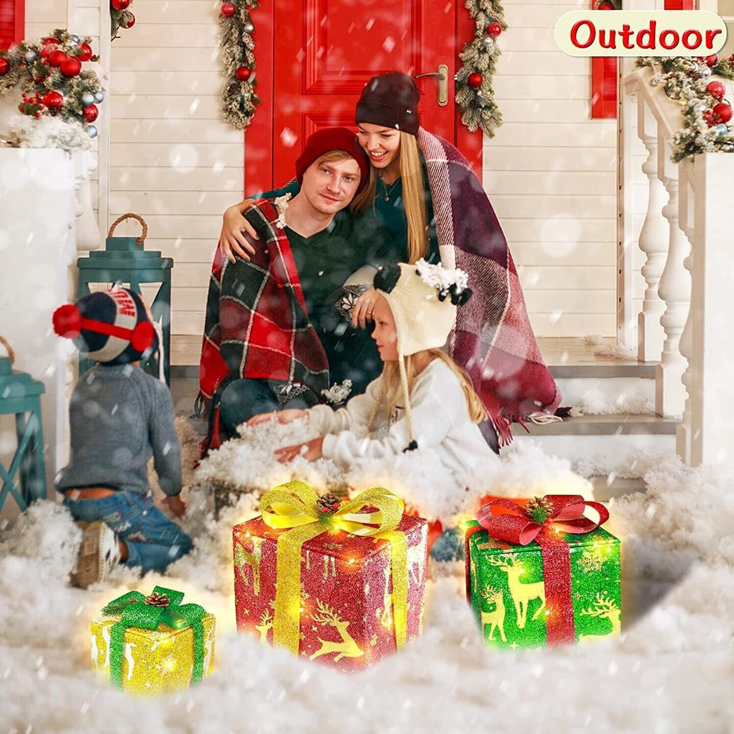 Set of 3 Lighted Christmas Gift Boxes