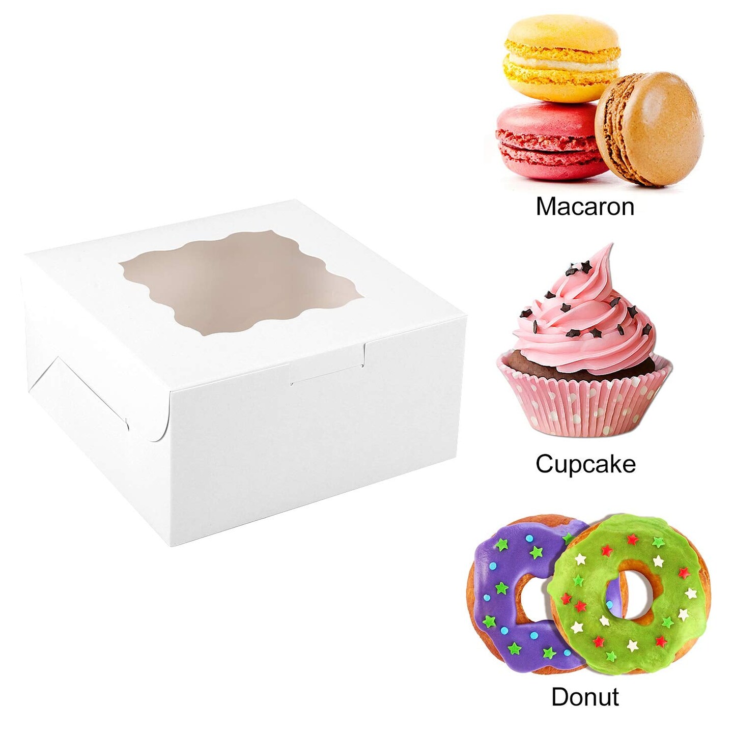 30 Pieces Bakery Boxes 6x6x3 Inches White Cookie Box with Window for Small Pie, Strawberry, Cupcake and Pastry