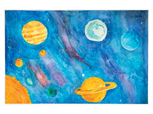 Half Pan Watercolor Paint Set with Brush and Lid, Refillable, 16 Assorted Colors, (01600), 18 Piece Set