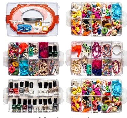 Clear 5 Layers Stackable Storage Container with 50 Adjustable Compartments, Compatibility with Small Toys Crafts and arts Piping Suggestions Organizer for Hardware Storage