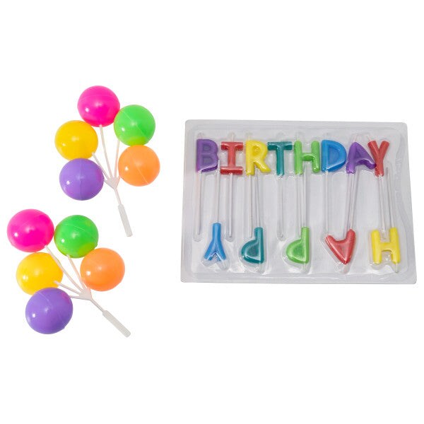 Happy Birthday Neon Candles DecoSet&#xAE; Cake Decoration 