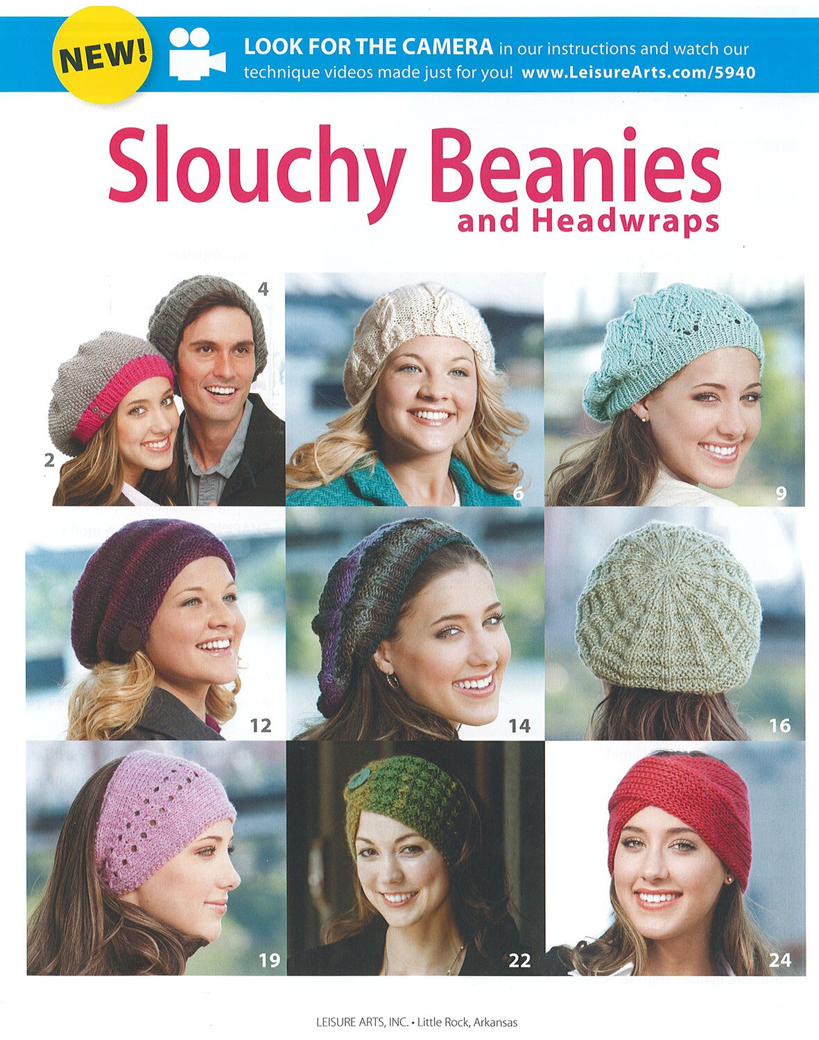 Leisure Arts Knit Slouching Beanies and Headwraps Knitting Book