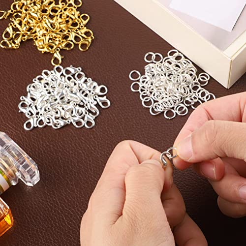 300 pcs Lobster Clasps and Open Jump Rings Set, Jewelry Clasps Lobster Claw Clasps for Jewelry Making Findings&Bracelets Stocking Stuffers Christmas Gifts(Gold, Silver)