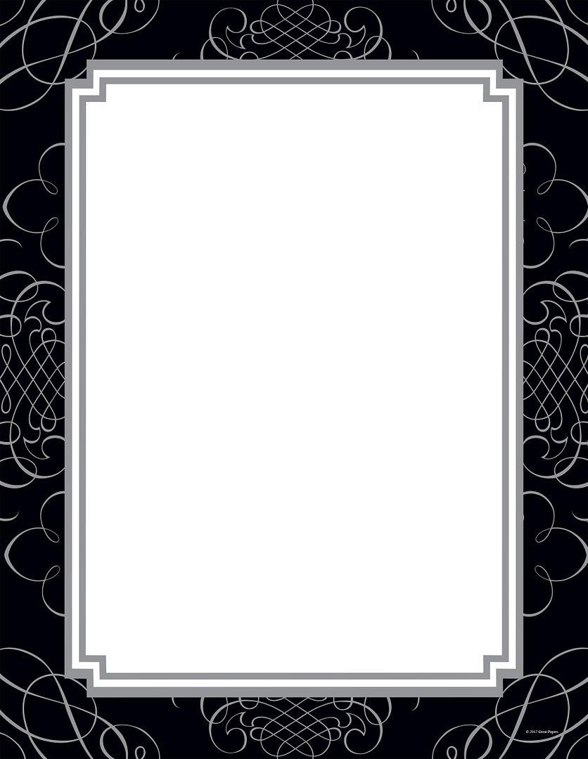 Great Papers! Black and Silver Scrolls Stationery Letterhead, Invitations and Announcements, Printer Friendly, 8.5"x11", 80 Pack