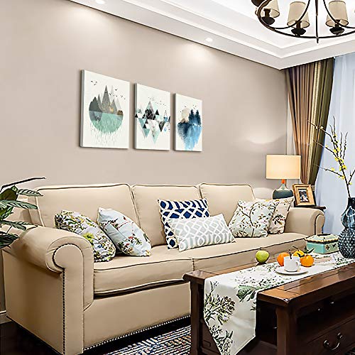 12x16 inch 3 piece Canvas Wall Art For Living Room Office Wall decor Abstract Geometry Mountain Wall Artworks Pictures for Bedroom 3 Panels bathroom Wall Paintings posters Home Decoration