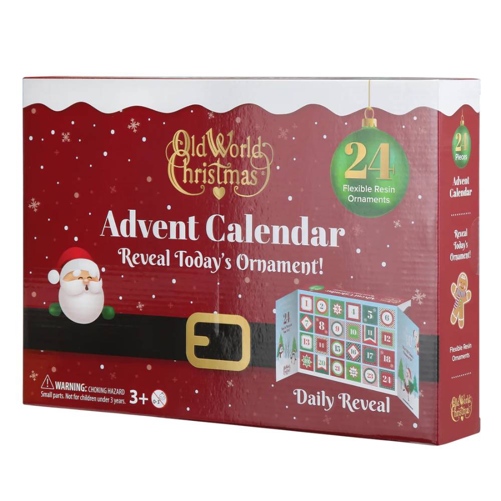 Old World Christmas Advent Calendar, Holiday Mini Ornament Countdown, 24 Daily Festive Ornaments to Decorate Your Tree