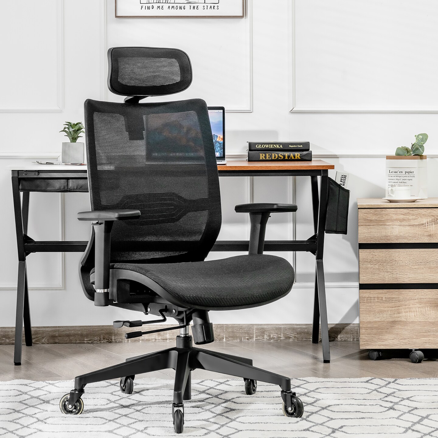 Costway Office Chair Adjustable Mesh Computer Chair with Sliding Seat &#x26; Lumbar Support
