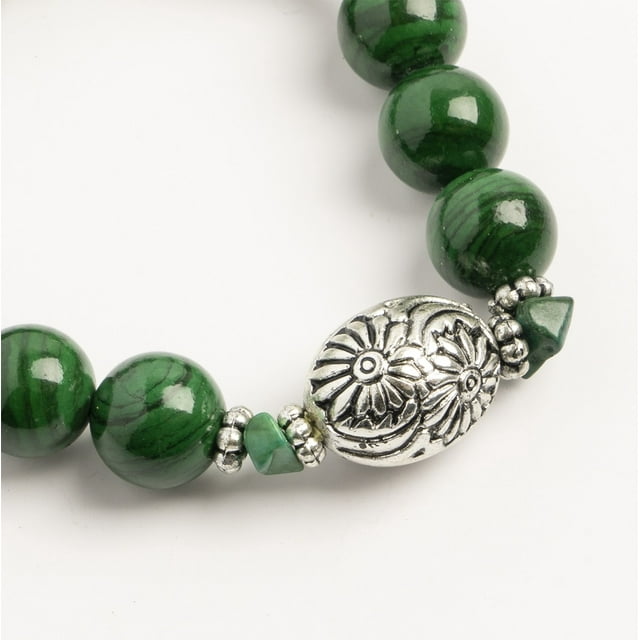 Earth&#x27;s Jewels Semi-Precious Dyed Green Malachite Jasper Bracelet