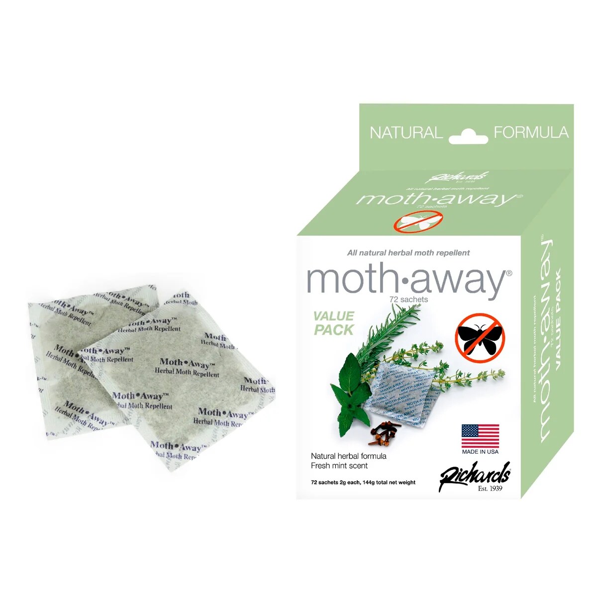 Moth Away Sachets Nontoxic (White 2.25&#x22; x 2.25&#x22;)