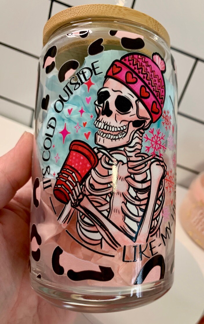 UV DTF Cup Wrap Libby Beer Can Glass 16oz Mama Leopard Hearts 
