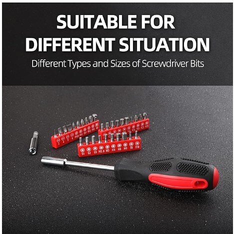 Red &#x26; Black Tool Set General Household Hand Tool Kit with Plastic Toolbox Storage Case