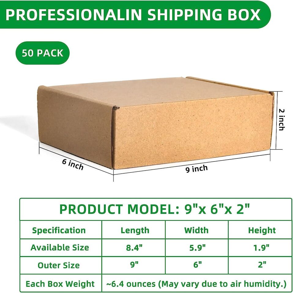 50Pack Corrugated Shipping Boxes Kraft Paper
