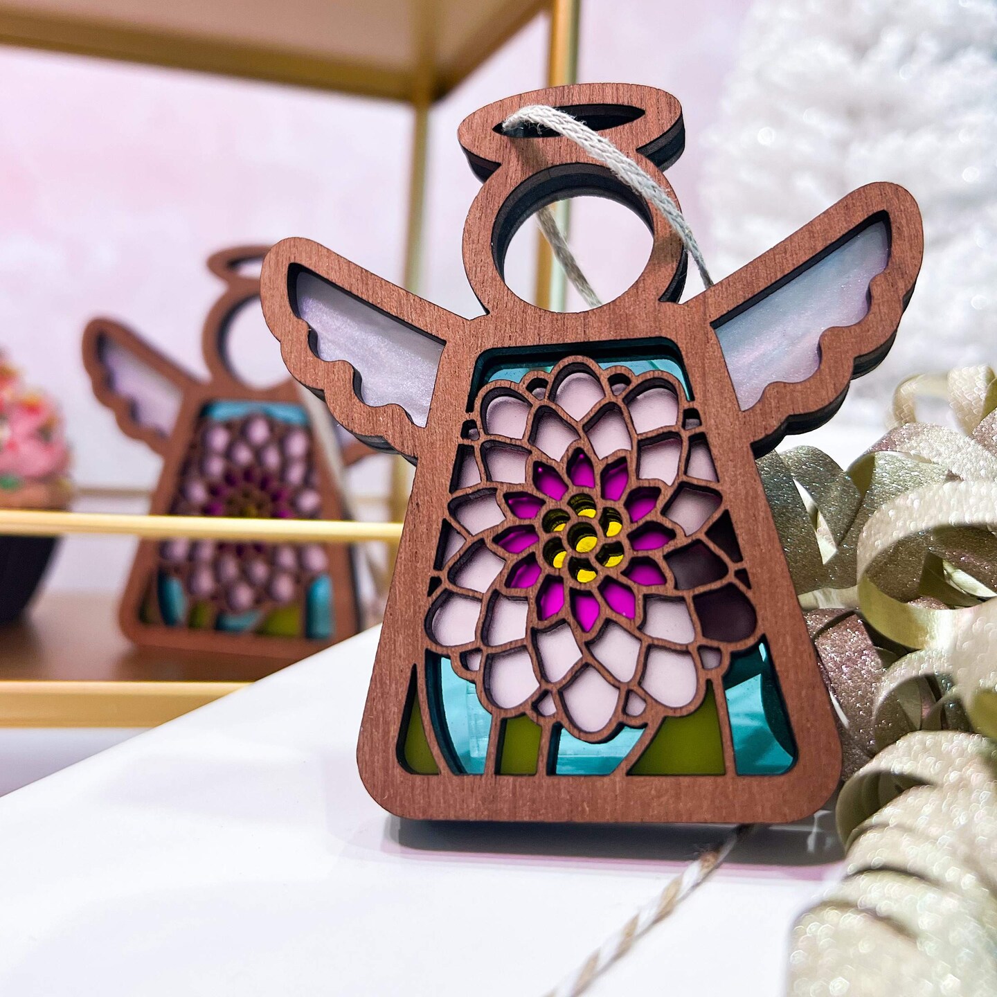 3.5&#x22; (H) Chrysanthemum Ornament - Handcrafted in Texas - Mother&#x27;s Angels&#xAE; Figurine - Mother&#x27;s Day Gifts