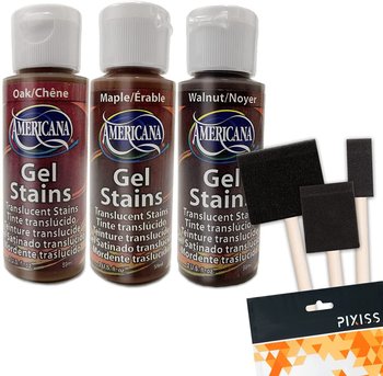 Americana Gel Stain Wood Stain Paint 3-Pack, Wood Tint Colors Walnut, Oak, Maple, 2-Ounce, With Foam Brushes For Gel Stain Paint