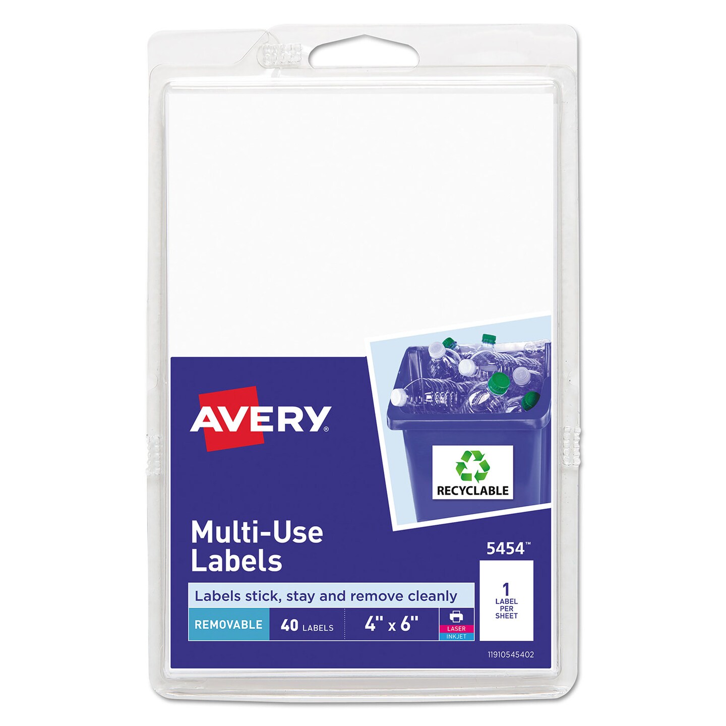 Avery Removable Multi-Use Labels, Inkjet/Laser Printers, 4 x 6, White, 40/Pack