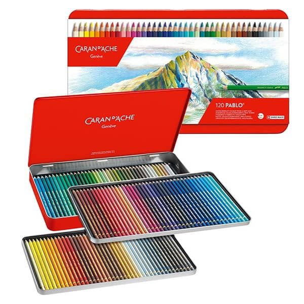 Caran D&#x27;Ache Color Pencil Set - Pablo Water-Resistant Colored Pencil Set of 120 Assorted Colors