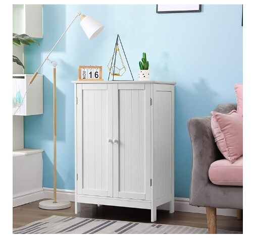 Wooden Floor Storage Cabinet for Bathroom, Freestanding Storage Cabinet for Living Room Modern Furniture