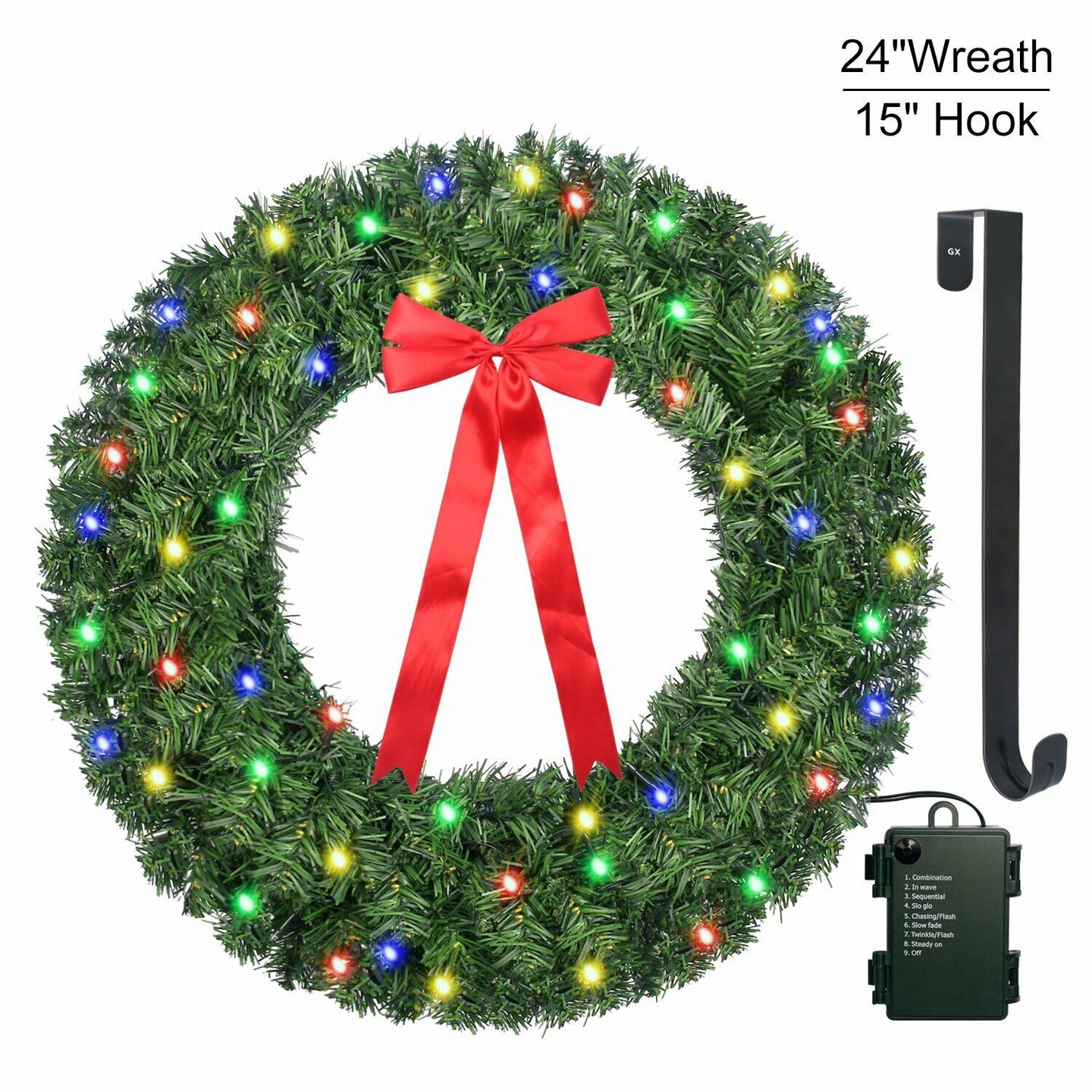 Simple Design Christmas Wreath with LED Lights Decor
