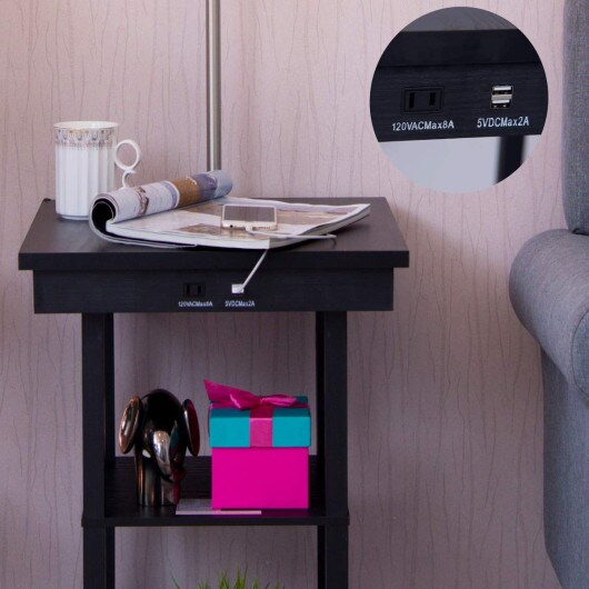 Table Swing Arm Floor Lamp With Shade 2 USB Ports