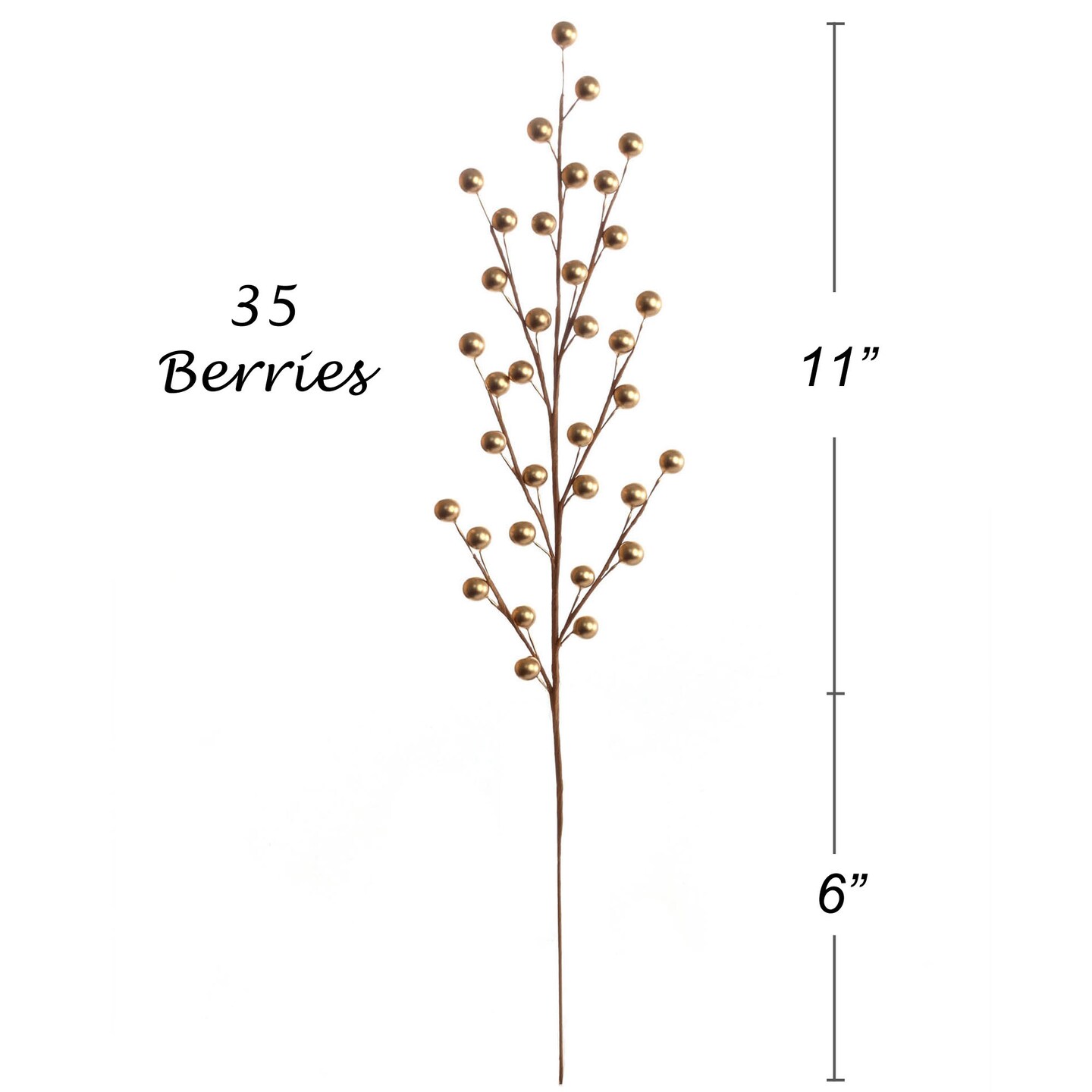 Set of 12 Gold Holly Berry Stems for Christmas Decorations - 17-Inch Picks with 35 Lifelike Berries for Wreaths, Garlands, and Crafts | 2024 Christmas Collection, Floral Home by Artificial Flowers