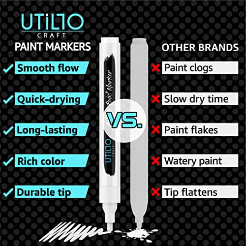 8 Pack White Paint Marker 2-3mm Medium Tip - Perfect for Fabrics and Touch-Ups! | Bold Color+100% Coverage | For Stone, Wood, Glass, Canvas, Metal, etc. | White Paint Pens | White Acrylic Paint Pens