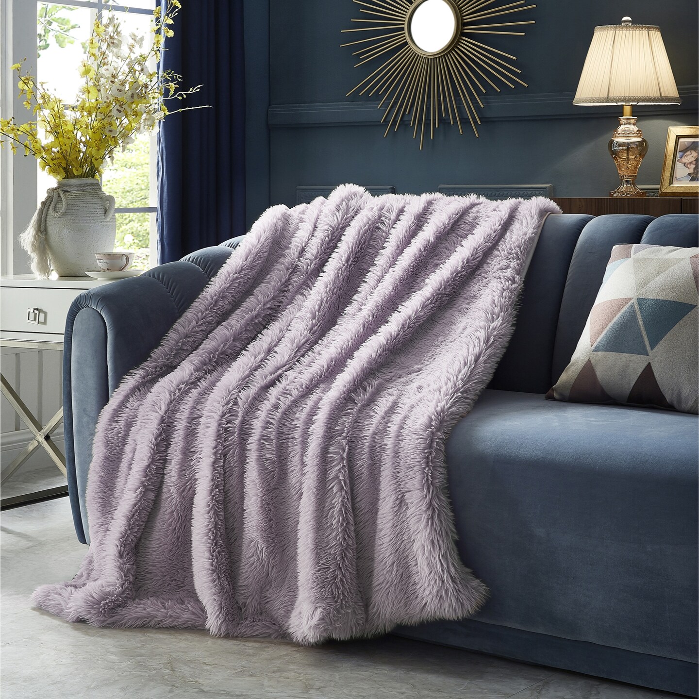 Yvonne Faux Lamb Fur Throw