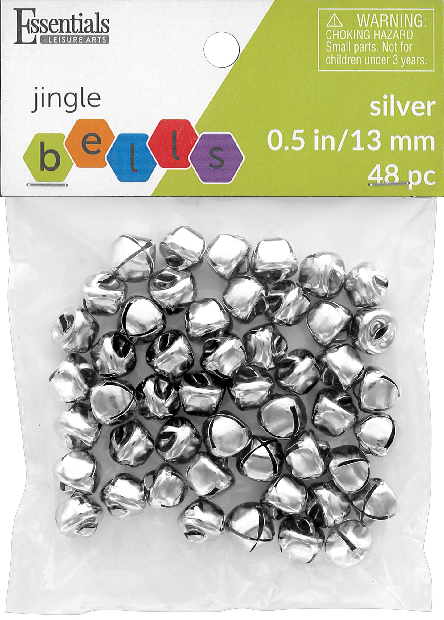 Essentials By Leisure Arts Arts Jingle Bells 13mm Silver 48pc