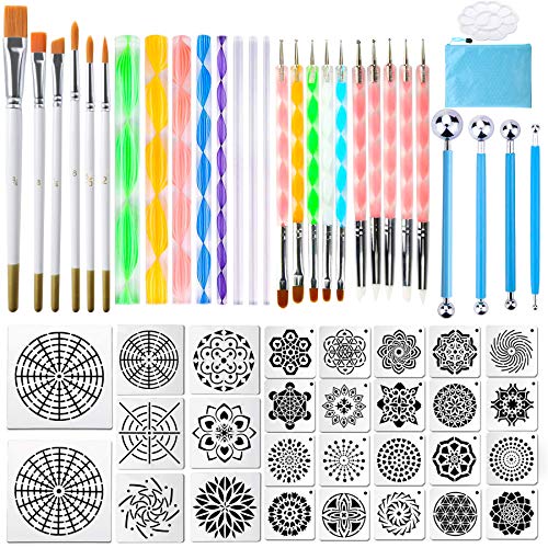 58 PCS Mandala Dotting Tools, Augshy Dot Painting Tools Set Rock