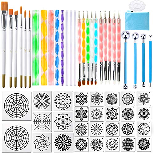 Mandala Dotting Tools,Augshy 58PCS Dot Painting Tools Set Rock