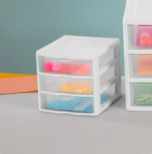 ClearView Plastic Small 3 Drawer Desktop Storage Unit