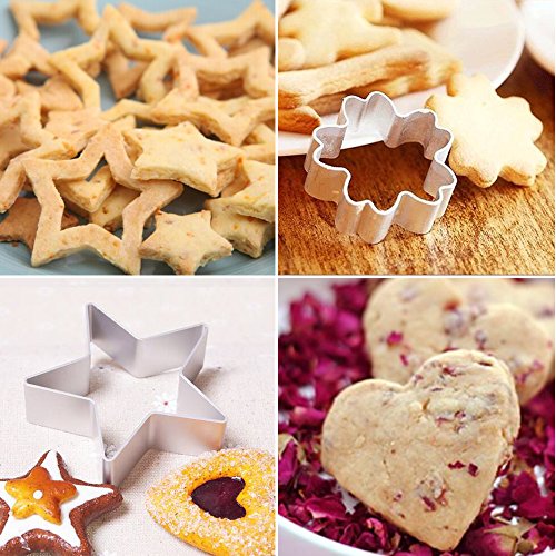 24 Pcs Mini Metal Cookie Cutters Set -  Clay Cutters/Mini Fruit Vegetable Cutters/Star Heart Round Flower Square Mini Cutters - Cookie Cutters for Kids Lunch/Mini Geometric Shapes Cookie Cutters