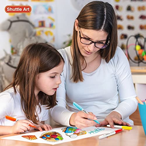 Shuttle Art 30 Colors Permanent Markers, Fine Point, Assorted Colors, Works  on Plastic,Wood,Stone,Metal and Glass for Kids Adult Coloring Doodling