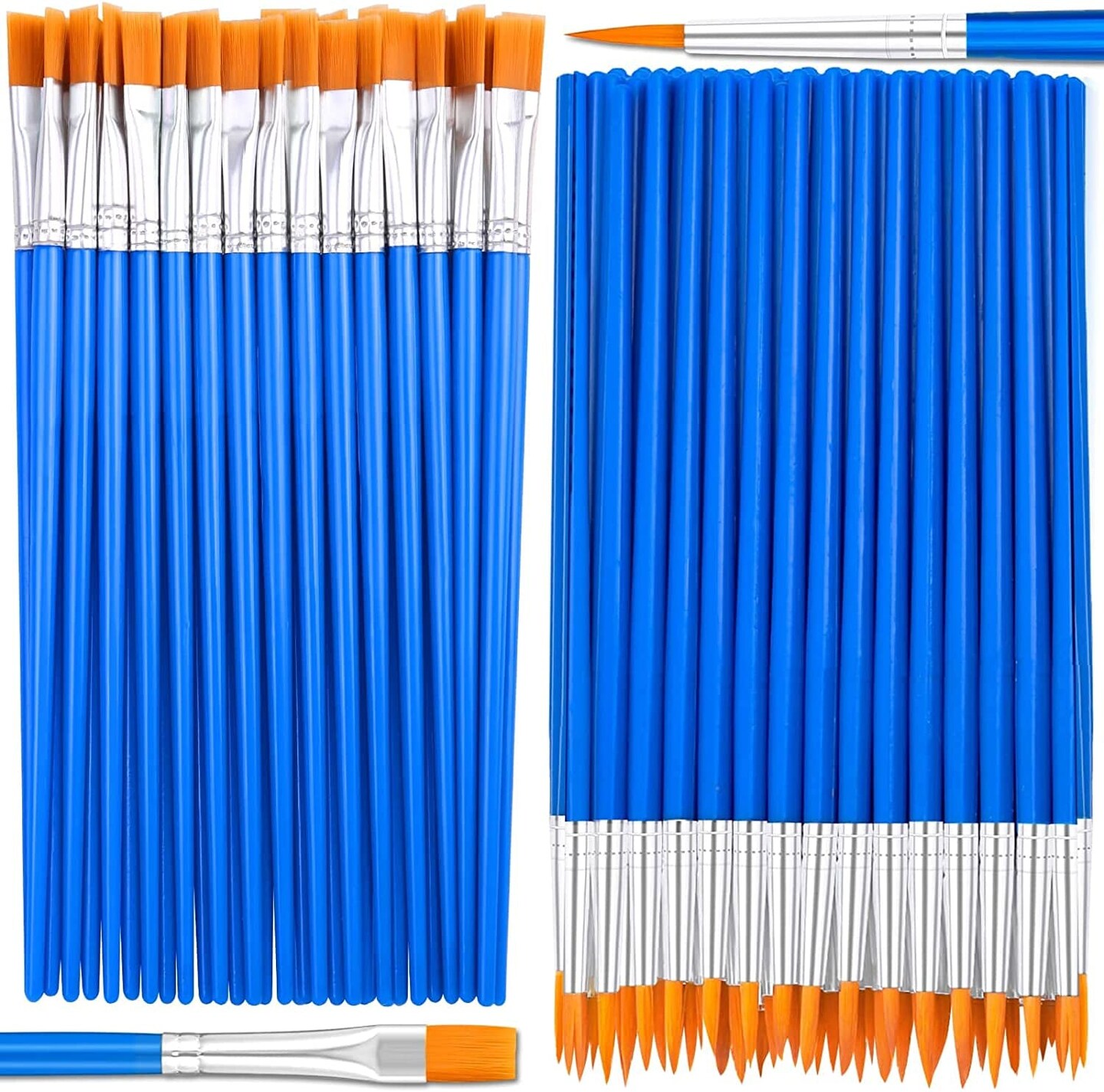 50 Pcs Flat Paint Brushes for Touch Up,  Small Paint Brushes for Classroom Crafts Paint Brushes for Acrylic Painting Watercolor Canvas Face Painting