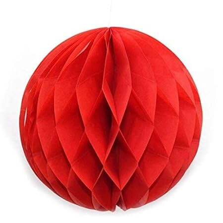 8&#x22; Red Hanging Honeycomb Tissue Paper Balls - 12 Pc.