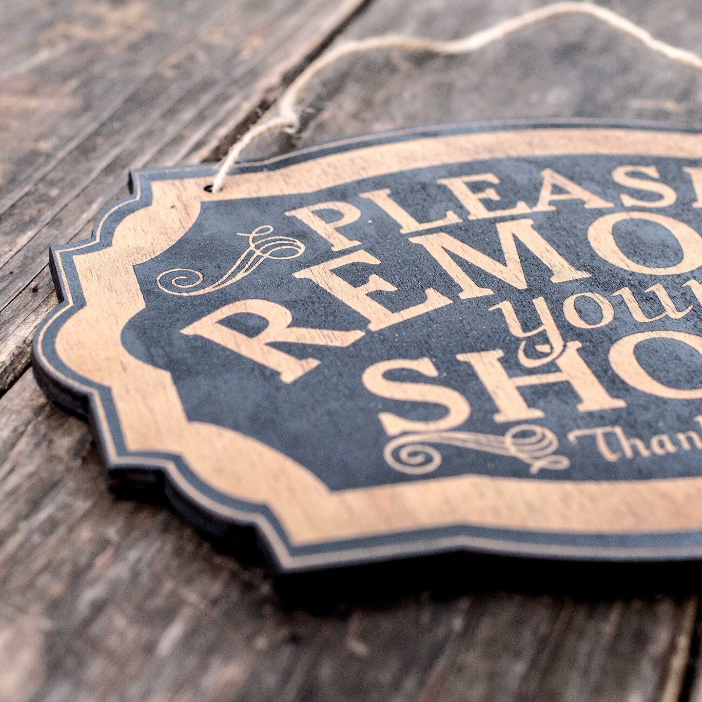 Please Remove Your Shoes - Black Door Sign 7x9.5in