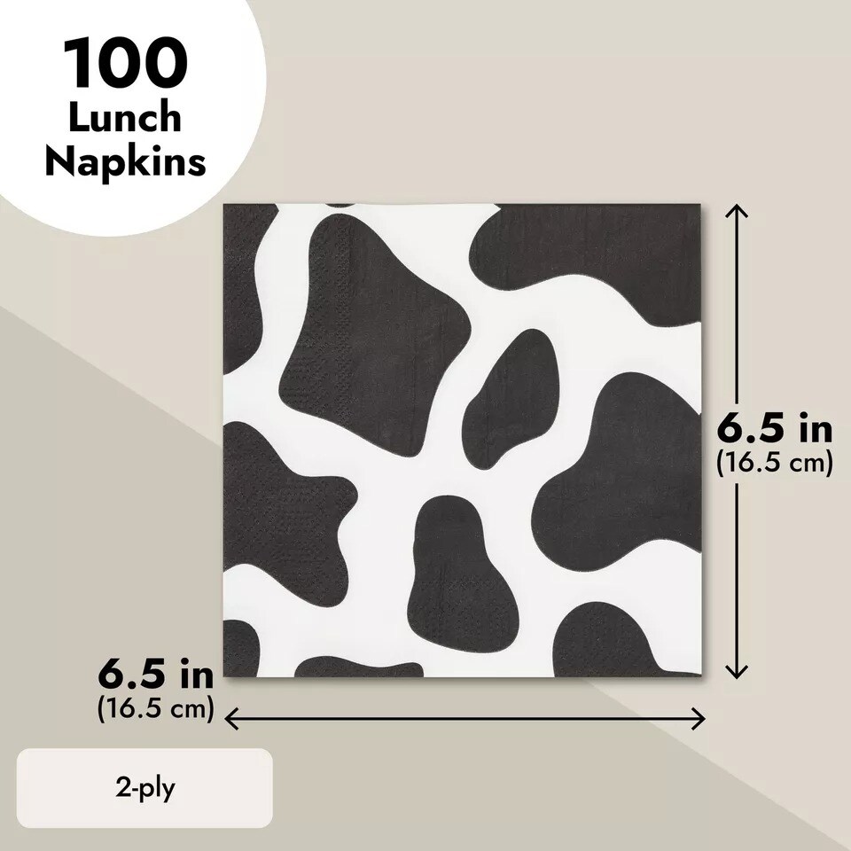 100 Pack Cow Print Napkins
