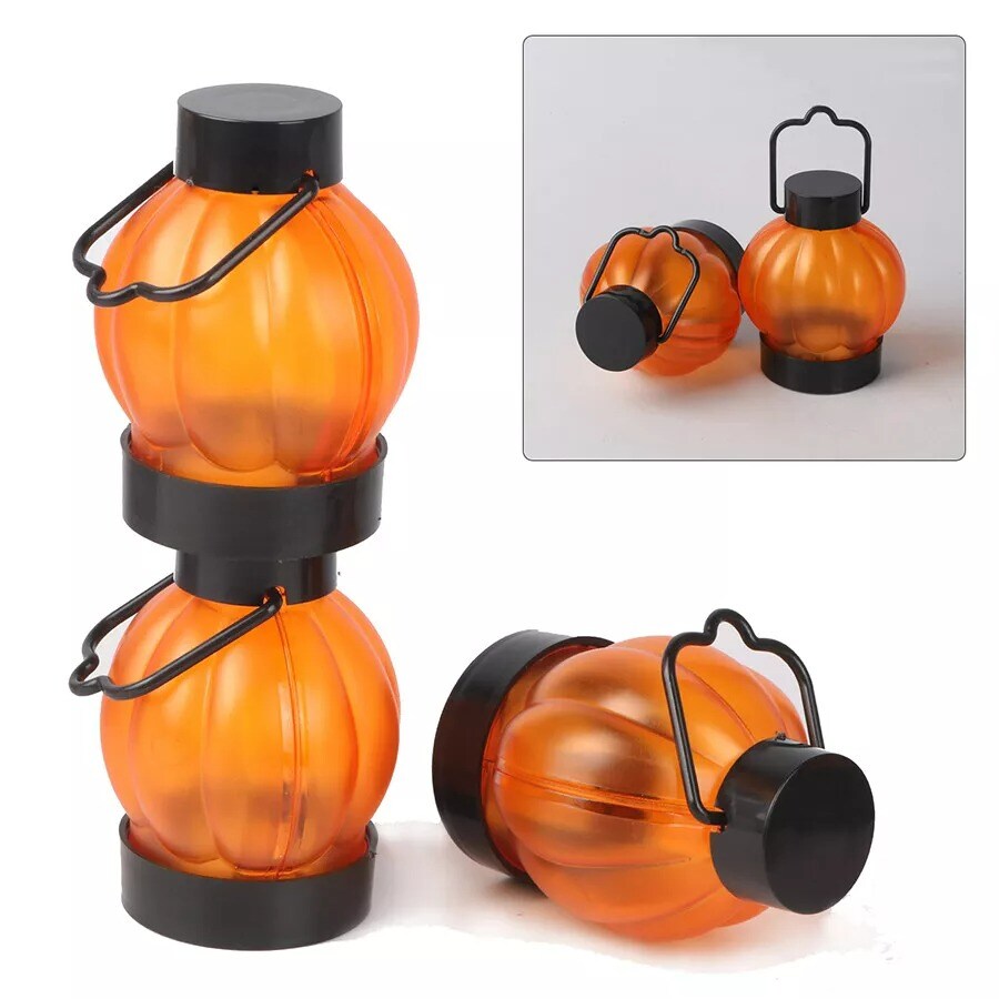 12Pcs LED Pumpkin Tea Lights Flickering Candles Flameless Halloween Party Decor