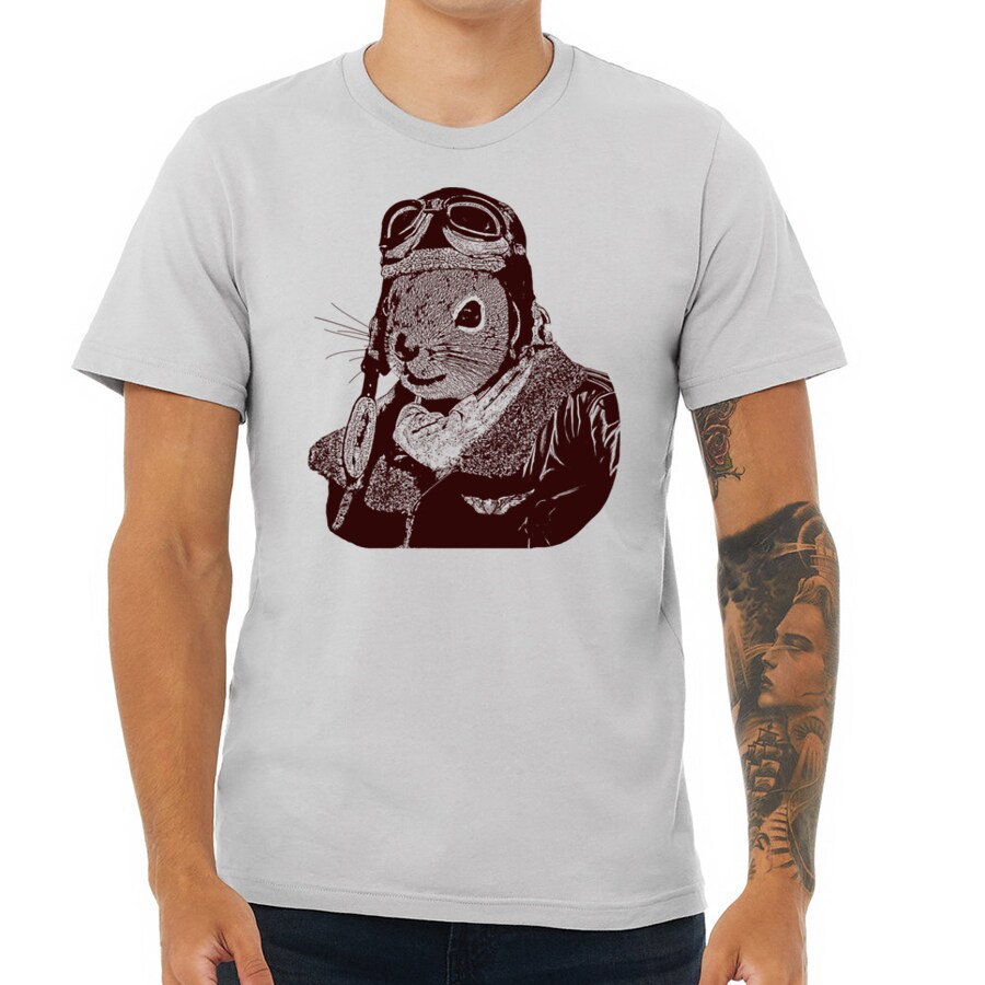 Flying Squirrel Pilot T-shirt, Funny Animal Design, Vintage