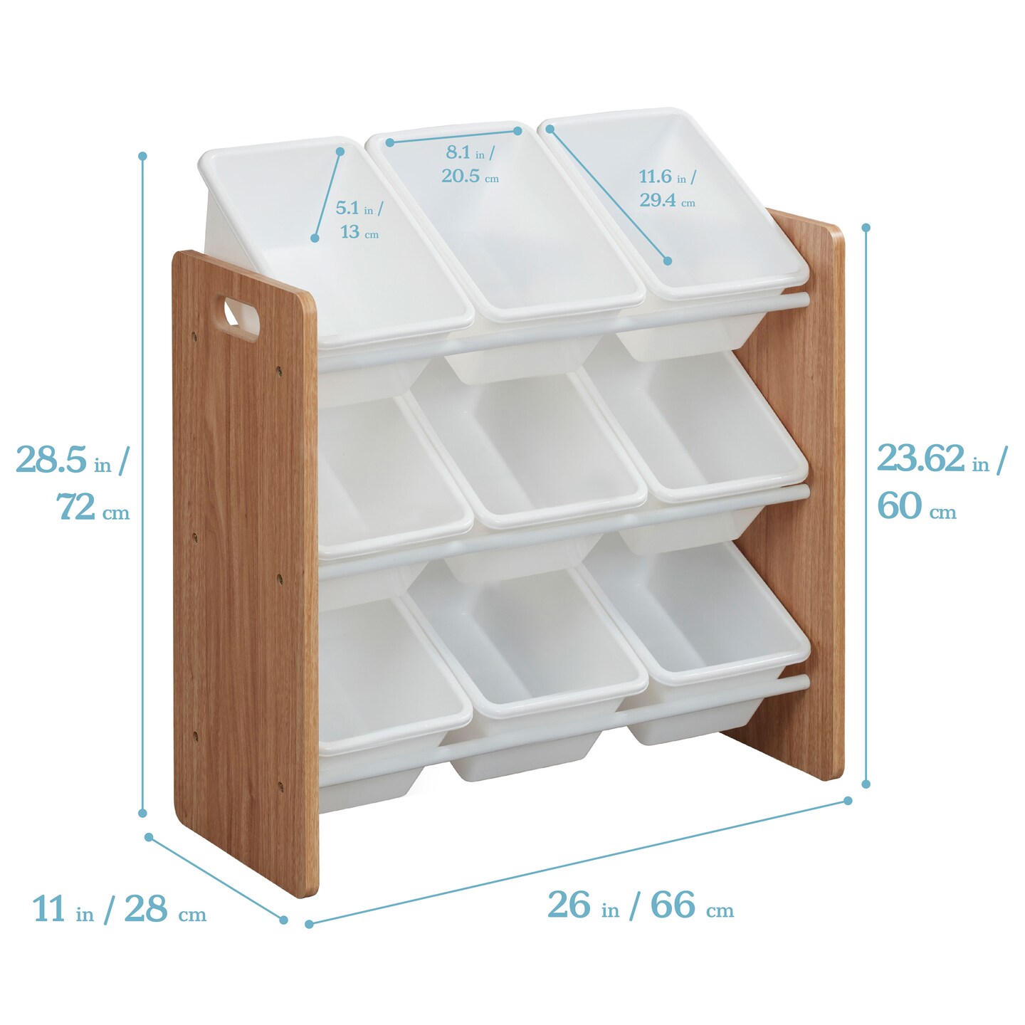 3-Tier Organizer with 9 Bins, Toy Storage