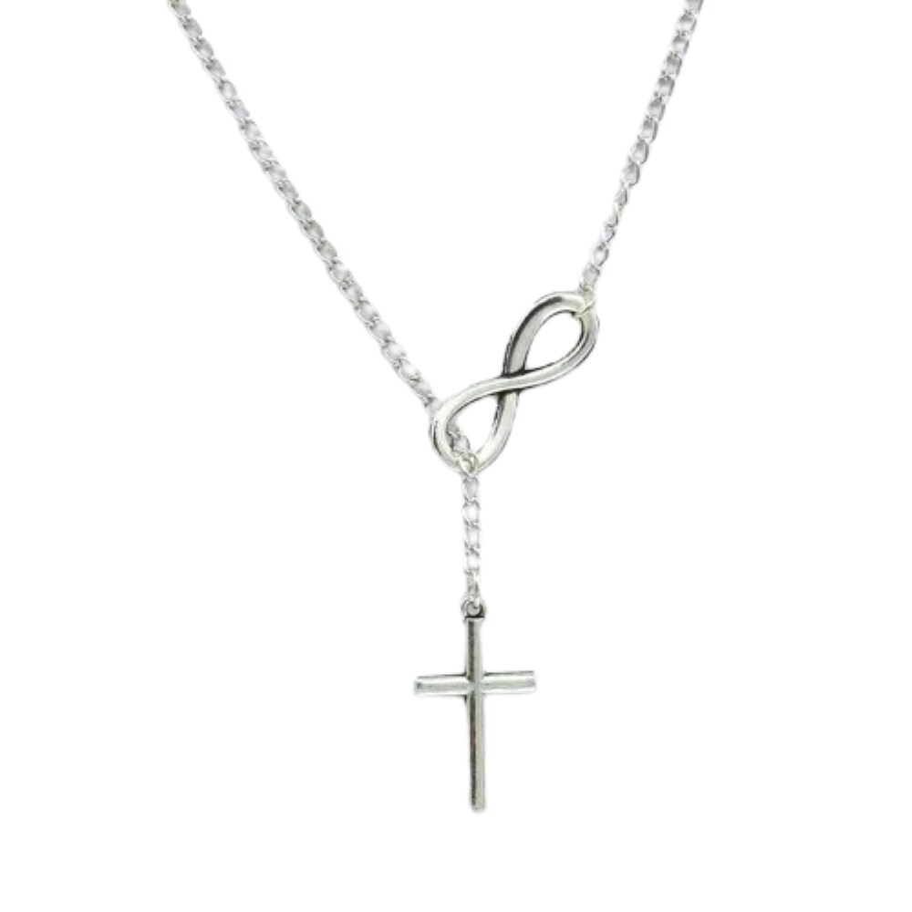 thumbnail image 2 of Silver Cross Pendant Necklace – Acrylic Charm, Simple Religious Fashion Jewelry 2 of 5