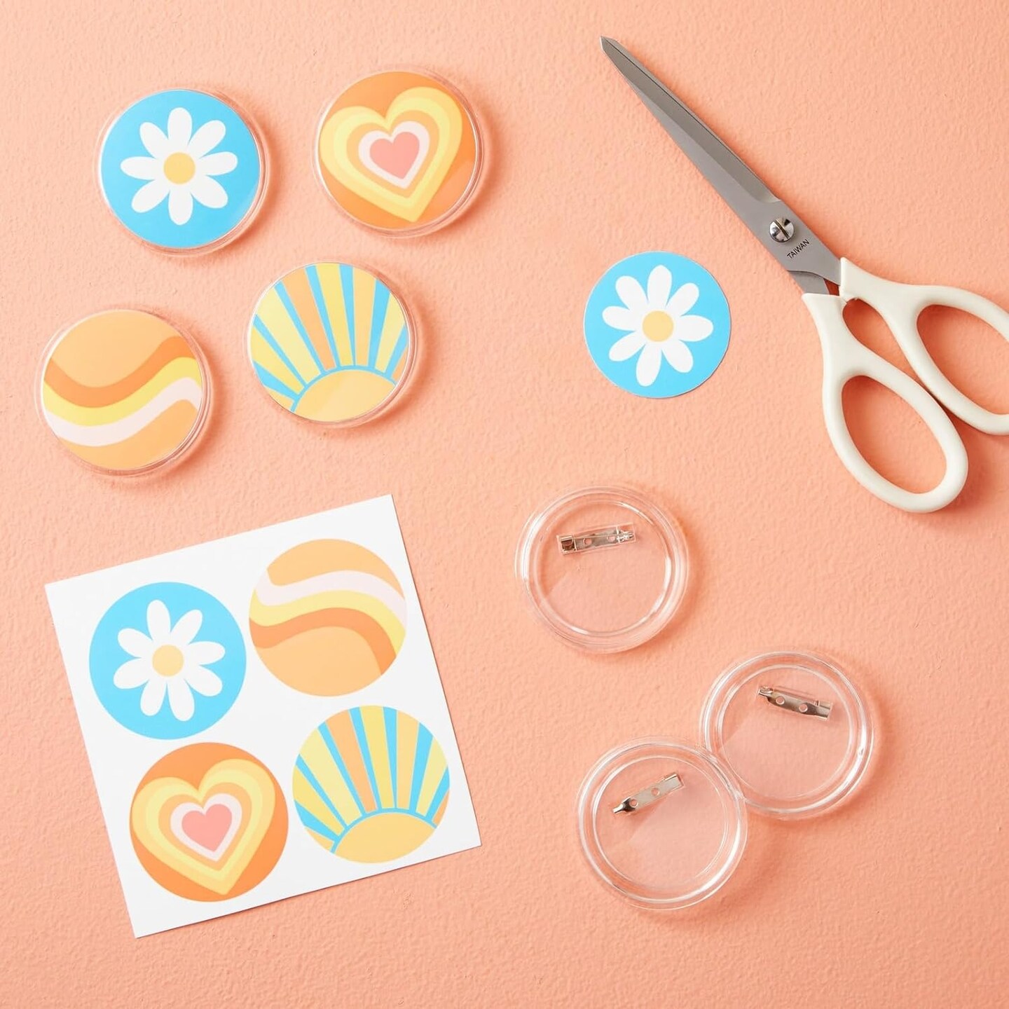 36 Pack Make Your Own Blank Button Pins for DIY Crafts (2.25 in)