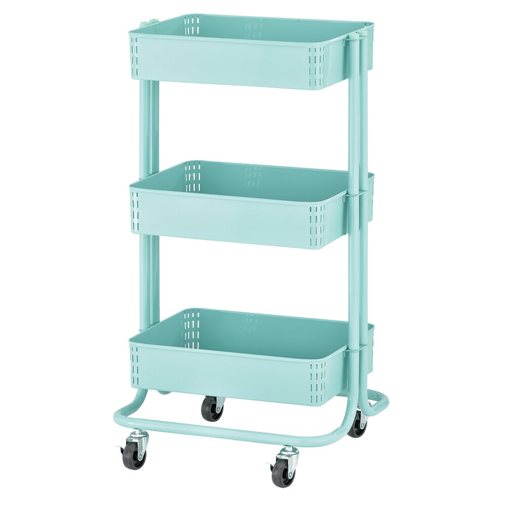 3-Tier Metal Rolling Utility Cart, Mobile Storage Organizer