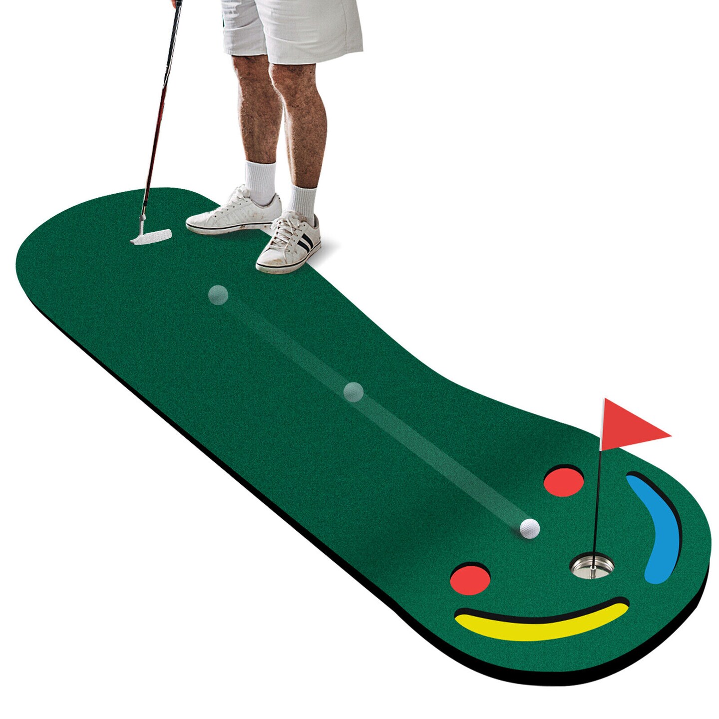 Golf Putting Green Set with 2 Built-in Hazards For Indoor Outdoor Use