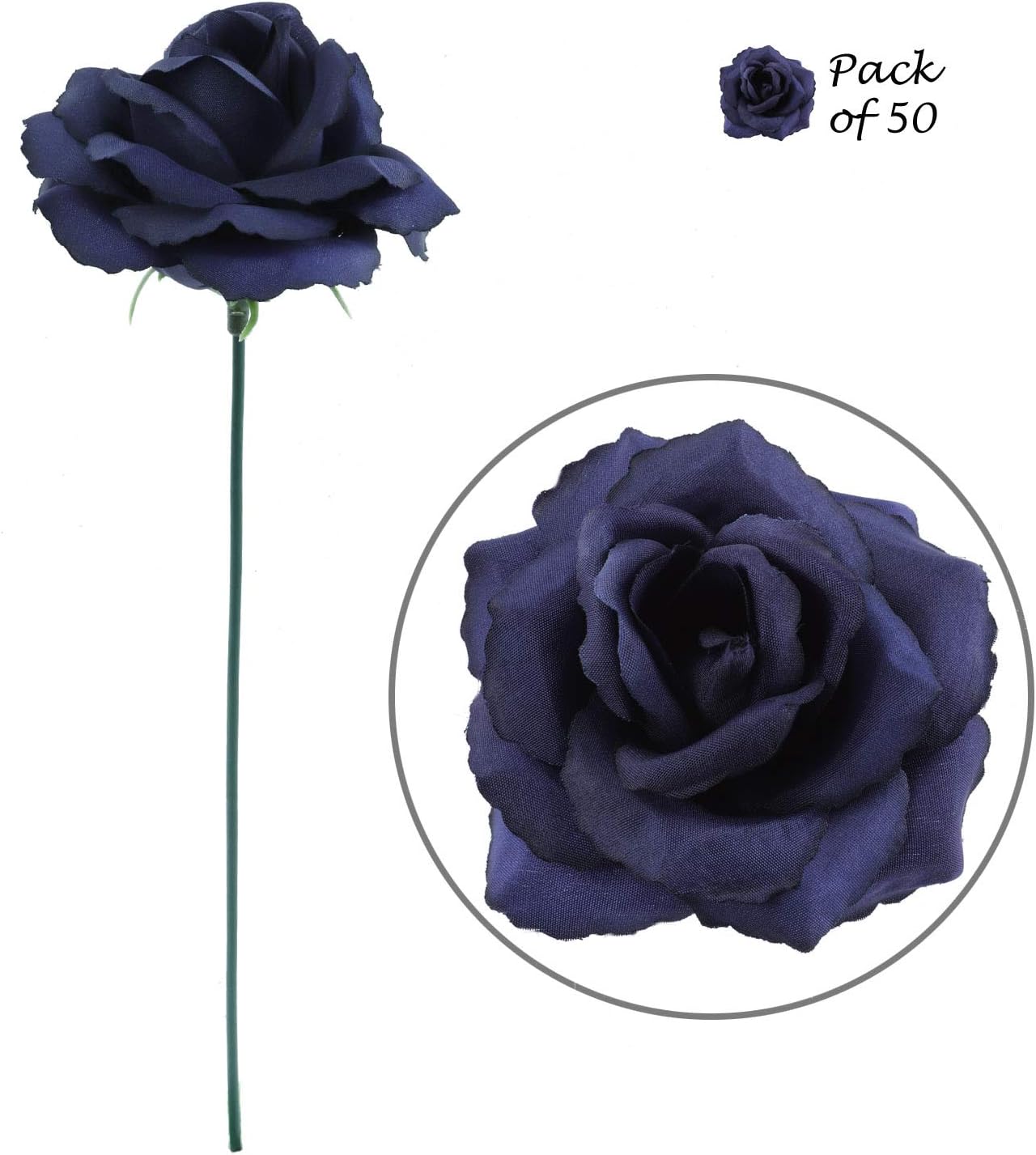 100 Artificial Dark Blue Rose outlet Flower Heads NEW (Events Wedding flowers head navy