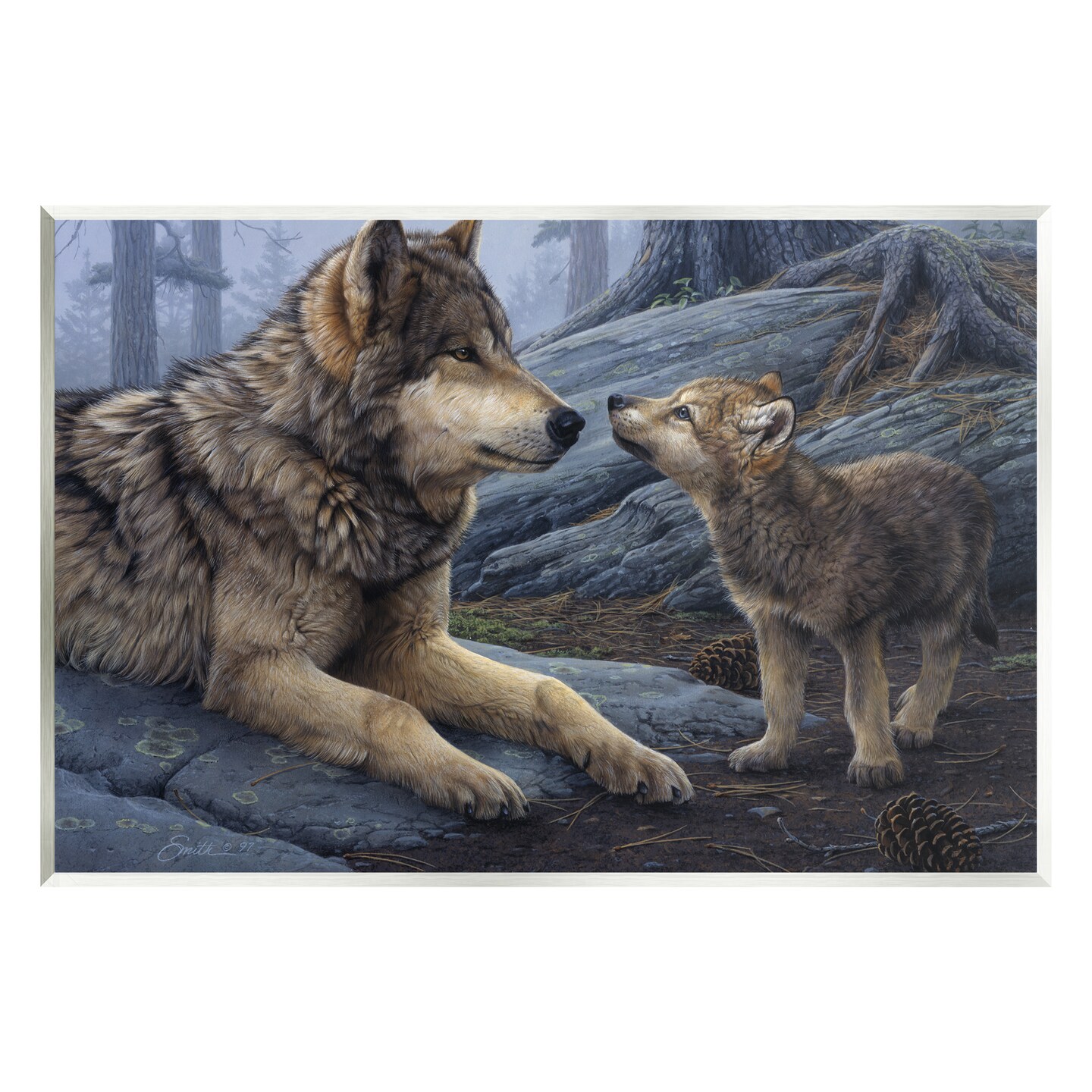Stupell Industries Wolf & Cub Woodland Forest Wall Plaque Art