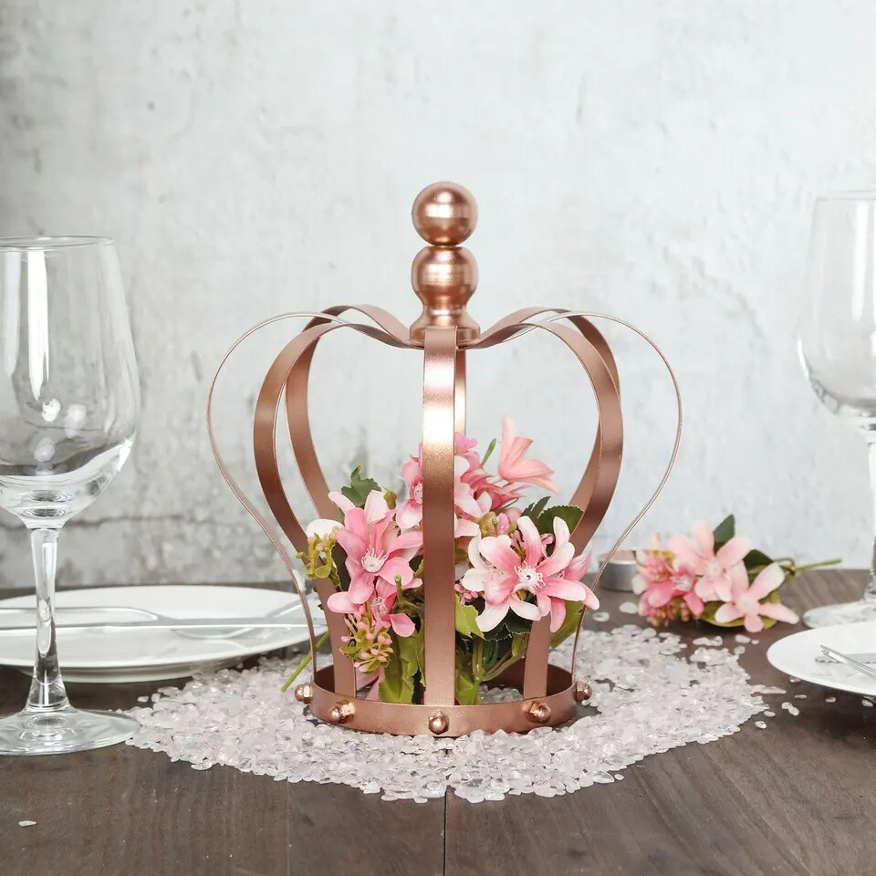 ROSE GOLD 9&#x22; tall Metal Crown Cake Topper Cupcake Events Centerpiece