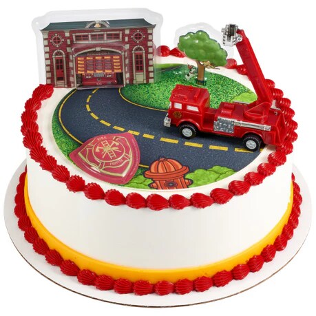 Fire Truck &#x26; Station Cake Decorating Kit