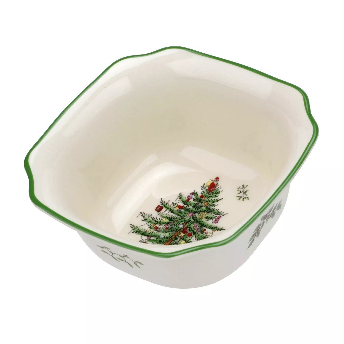 Spode Christmas Tree Fine Porcelain Square Bowl, 5.5 Inch