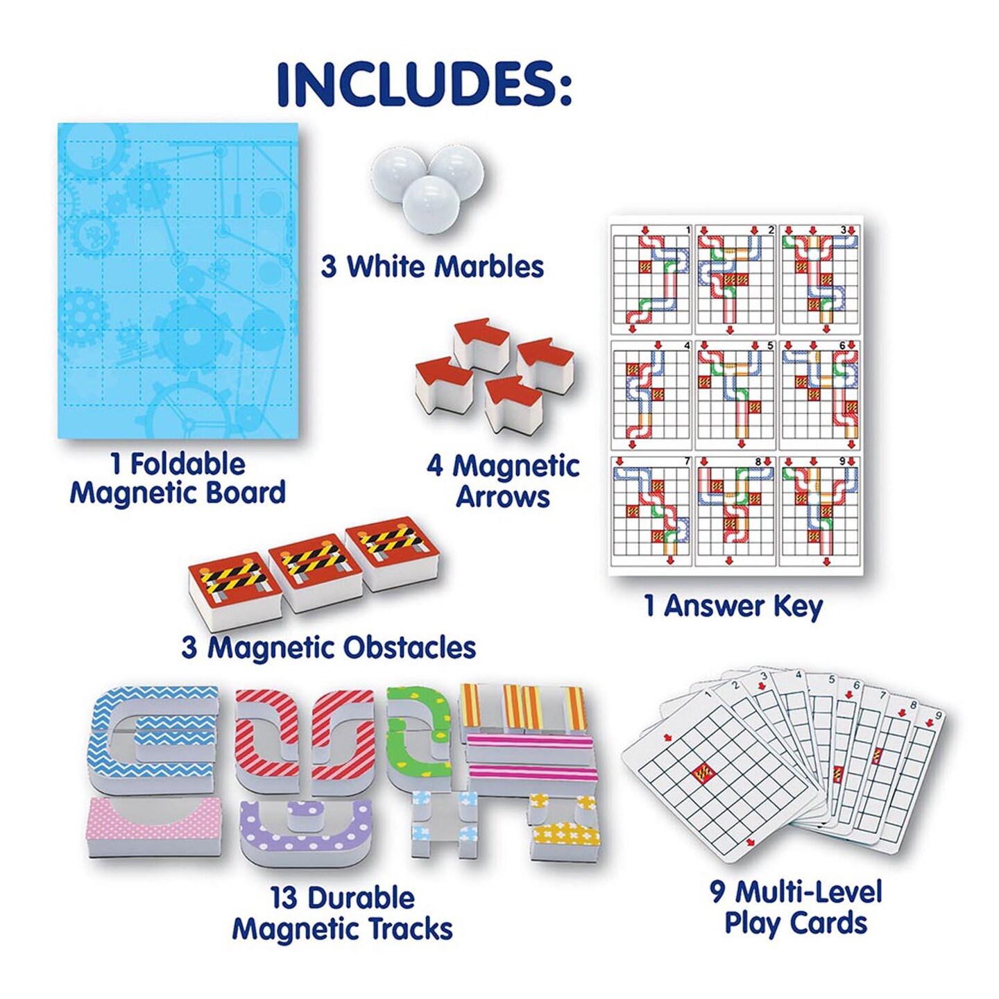 Magnetic Marble Run, Assorted Colors, 9.6&#x22;W x 11.2&#x22;H Magnetic Board, 34 Pieces