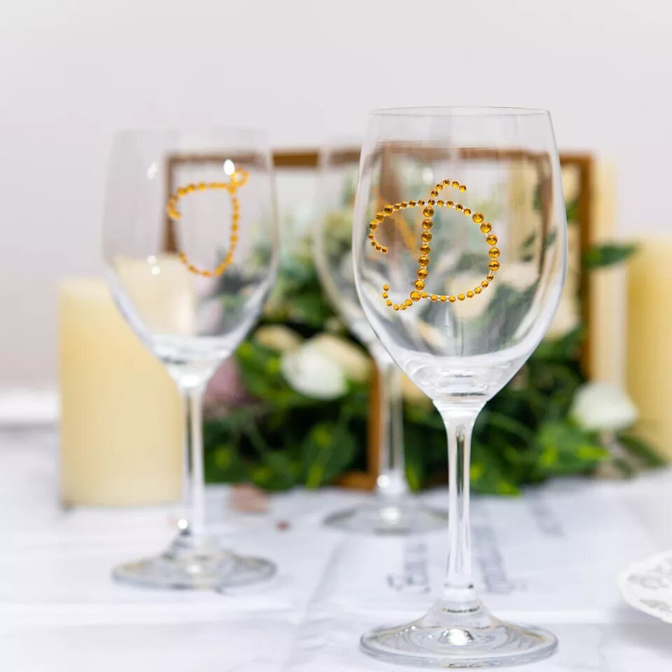 Gold Rhinestones GEM STICKERS 12 pcs Ampersand "&" DIY Crafts